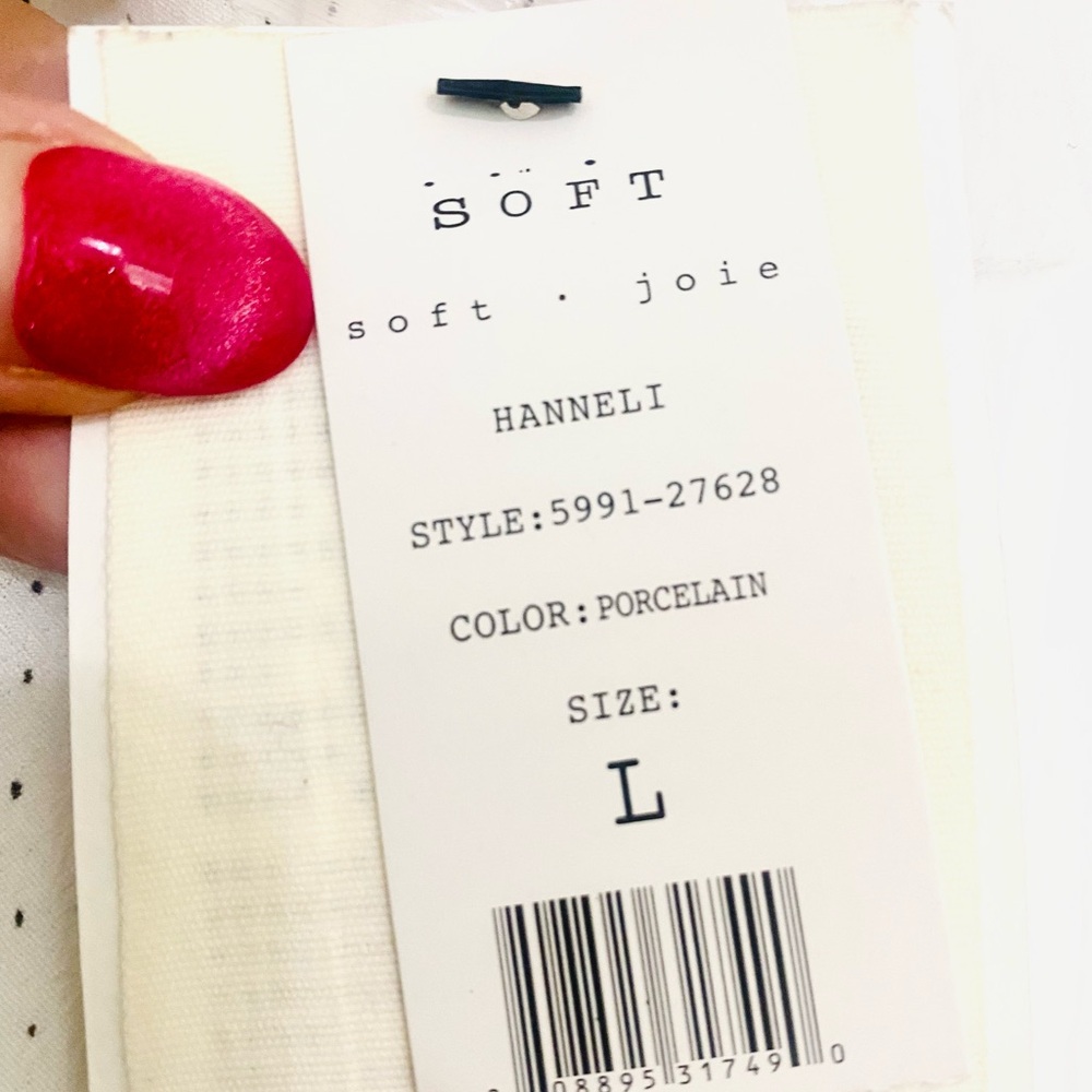 Soft JOIE Hanneli Porcelain Bronze Dot Rayon Top Large NWT - Picture 13 of 14